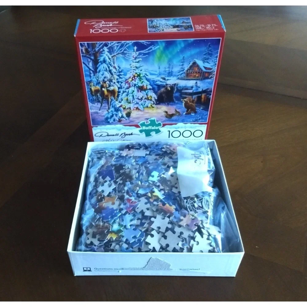 Buffalo Games Jigsaw Puzzle 1000 Pc‎ Woodland Christmas Animals Complete Poster